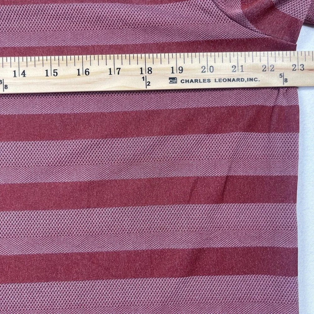 Adidas Polo Shirt Men's Large Red‎ Striped Logo Short Sleeve Performance Golf